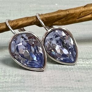 Touchstone by Swarovski Blue Crystal Rhodium Plated Silver Earrings
